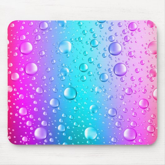 Hot Pink und Aqua Blauer Wassertropfen Mousepad (Vorne)