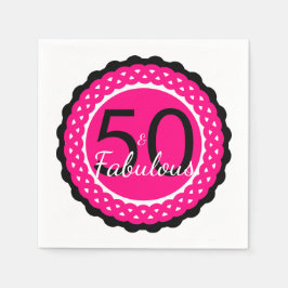 Hot Pink und Black 50 & fabelhafte Geburtstagspart Serviette
