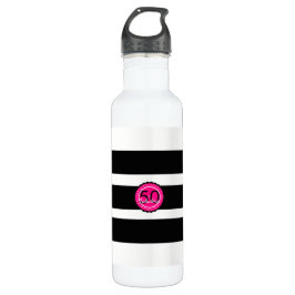 Hot Pink und Black 50 & Fabulous Geburtstagsgesche Edelstahlflasche