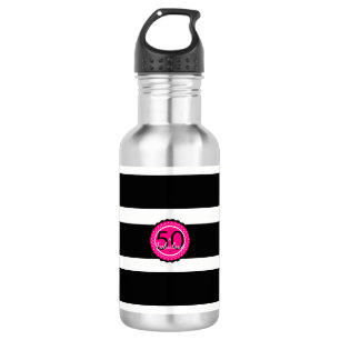 Hot Pink und Black 50 & Fabulous Geburtstagsgesche Edelstahlflasche