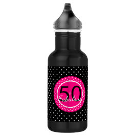 Hot Pink und Black 50 & Fabulous Geburtstagsgesche Edelstahlflasche
