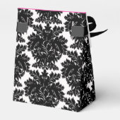 Hot Pink und Black Damask Kinderdusche Geschenkschachtel (Rückseite)