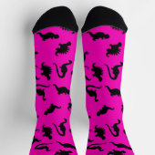 Hot Pink und Black Dinosaur Silhouette Socken (Oben)