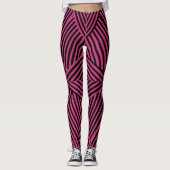 Hot Pink und Black Geometric Lines African Leggings (Vorderseite)