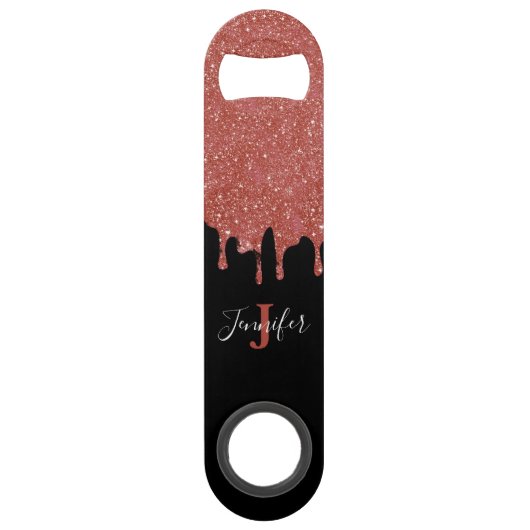 Hot Pink und Black Glitzer Speed Flaschenöffner (Vorderseite)