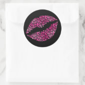 Hot Pink und Black Leopard Spots Lipstick Runder Aufkleber (Tasche)