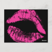 Hot Pink und Black Monogram Makeup Comp Card Postkarte (Rückseite)