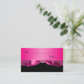 Hot Pink und Black Placecards Platzkarte (Stehend Vorderseite)