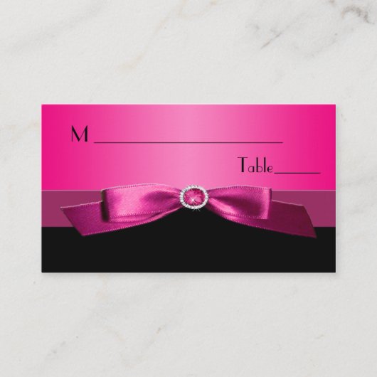 Hot Pink und Black Placecards Platzkarte (Vorderseite)