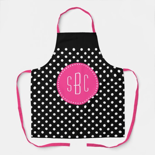 Hot Pink und Black Polka Dot Custom Schürze (Vorderseite)