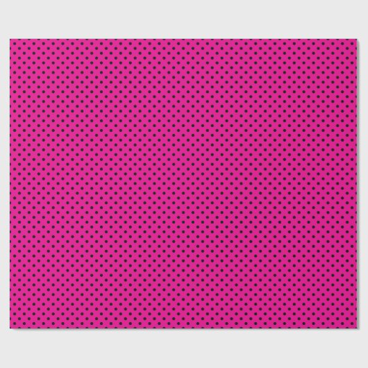 Hot Pink und Black Polka Punkte Geschenkpapier (Flach)