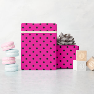 Hot Pink und Black Polka Punkte Geschenkpapier