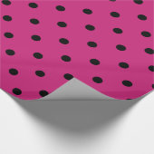 Hot Pink und Black Polka Punkte Geschenkpapier (Ecke)