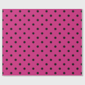 Hot Pink und Black Polka Punkte Geschenkpapier (Flach)