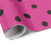 Hot Pink und Black Polka Punkte Geschenkpapier (Rolleneckpunkt)