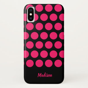 Hot Pink und Black Polka Punkte mit beliebigem Nam Case-Mate iPhone Hülle