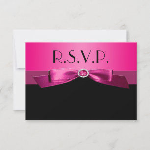 Hot-Pink- und Black-Reply-Karte RSVP Karte