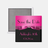 Hot Pink und Black Save the Date Magnet (Vorderseite/Rückseite)