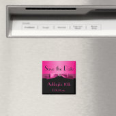 Hot Pink und Black Save the Date Magnet (In Situ (Geschirrspüler))