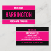 Hot Pink und Black Simple Modern Personal Trainer Visitenkarte (Vorne/Hinten)
