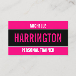 Hot Pink und Black Simple Modern Personal Trainer Visitenkarte