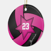 Hot Pink und Black Star Volleyball Keramik Ornament (Links)