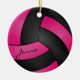 Hot Pink und Black Volleyball | DIY Name Keramik Ornament