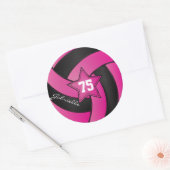 Hot Pink und Black Volleyball | DIY Text Runder Aufkleber (Umschlag)