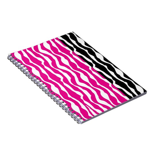 Hot-Pink und Black Zebra Print Spiral Notebook Notizblock (Rechte Seite)