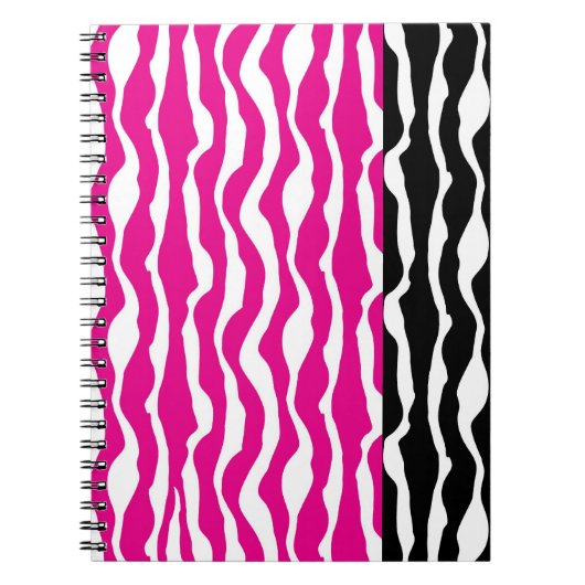 Hot-Pink und Black Zebra Print Spiral Notebook Notizblock (Vorderseite)