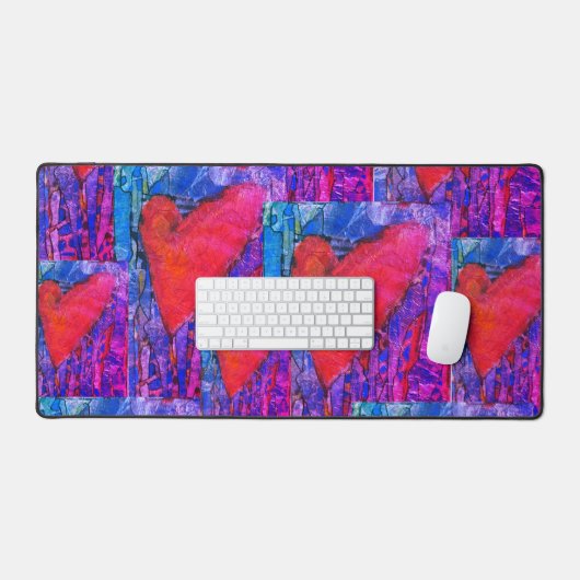 Hot Pink und Blue Multiple Heardesk Mat Schreibtischunterlage (Tastatur & Maus)