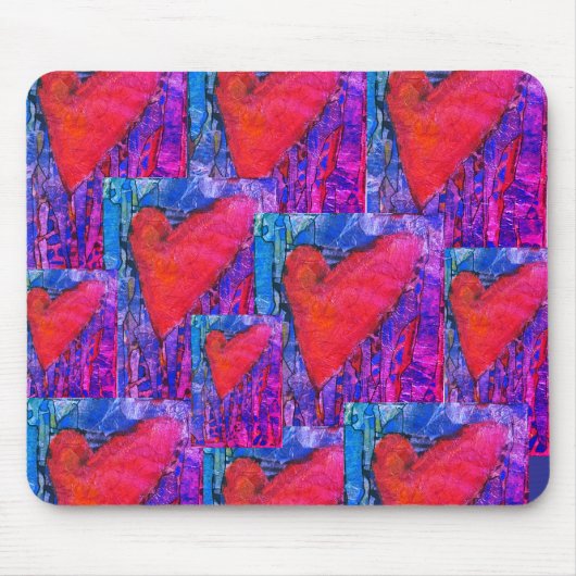 Hot Pink und Blue Multiple Hearts Mausklick Mousepad (Vorne)