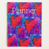 Hot Pink und Blue Multiple Hearts Planer (Vorderseite)