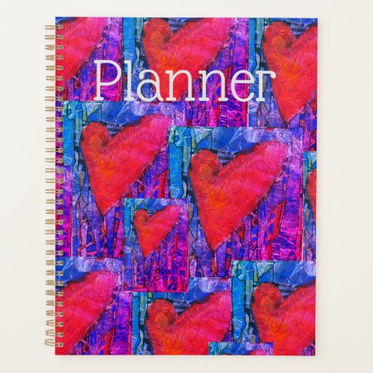 Hot Pink und Blue Multiple Hearts Planer (Vorderseite)
