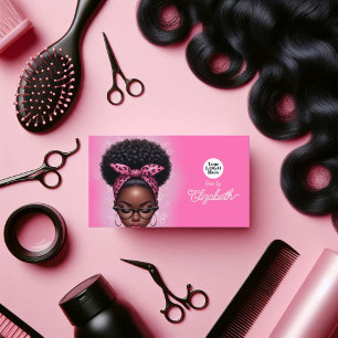 Hot-Pink und Blush Afro-Frisörsalon-Branding Visitenkarte