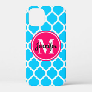 Hot Pink und Bright Aqua Trellis Monogramm Case-Mate iPhone Hülle