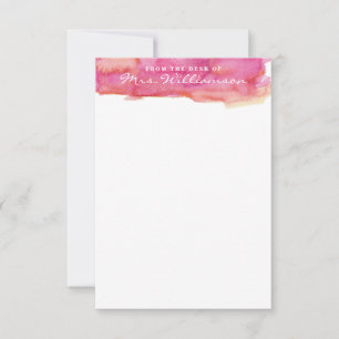 Hot Pink und Gelb Aquarellböden Mitteilungskarte