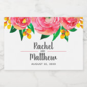 Hot Pink und Gelb Wasserfarbe Mini Schaumweinetikett (Einzelnes Label)