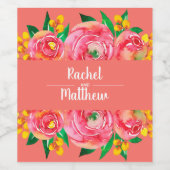 Hot Pink und Gelb Weinetikett (Einzelnes Label)