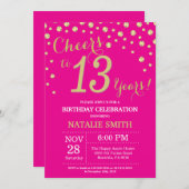 Hot Pink und Gold 13. Geburtstag Diamant Einladung (Vorne/Hinten)