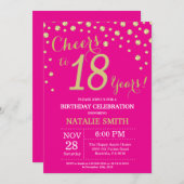 Hot Pink und Gold 18. Geburtstag Diamant Einladung (Vorne/Hinten)