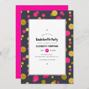 Hot-Pink und Gold Confetti Junggeselinnen-Abschied Einladung