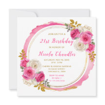Hot Pink und Gold Elegante Blume Geburtstagsparty