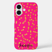 Hot Pink und Gold Foil Look Confetti Case-Mate iPhone Hülle (Rückseite)