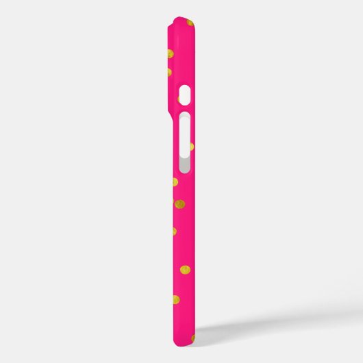Hot Pink und Gold Foil Look Confetti Case-Mate iPhone Hülle (Rückseite / Links)