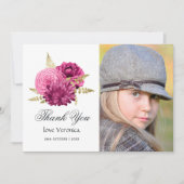 Hot Pink und Gold Foto Quinceñera Dankeskarte (Vorderseite)