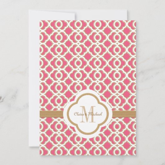 Hot PInk und Gold marokkanische Hochzeitseinladung Einladung (Rückseite)