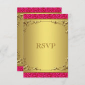 Hot Pink und Gold Wedding RSVP (Vorne/Hinten)