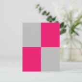Hot Pink und Graue Farbblöcke Postkarte (Stehend Vorderseite)