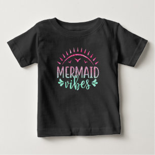 Hot Pink und Green Glitzer Mermaid Vibes Baby T-shirt